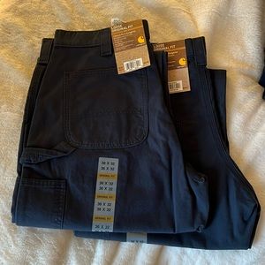 Carhartt Loose Original Fit Canvas Work Dungaree Navy Blue 36” x 32” Pant